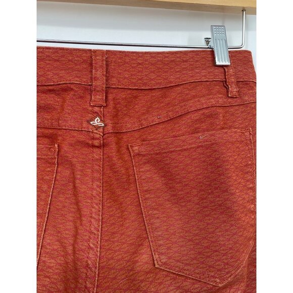 PRANA ORANGE PRINT SKINNY Jeans STRETCH MID RISE SIZE 2/26 ORGANIC COTTON - Picture 4 of 5